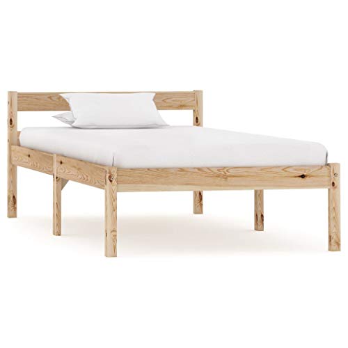 BIGTO - Struttura per letto in legno di pino massiccio, per camera da letto, colore: marrone, 100 x 200 cm