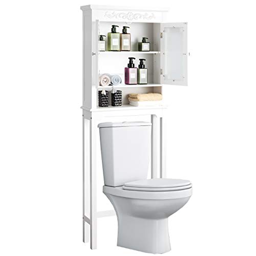 COSTWAY Mobile per Lavatrice, Mobiletto Bagno Salvaspazio, Armadietto Copri Asciugatrice Copri WC, 61 x 19 x 170 cm