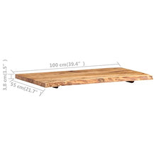 vidaXL Legno Massello di Acacia Piano per Lavabo Bagno Ripiano per Lavello Rustico Mensola per Lavandino Accessori per Bagno 100x55x3,8 cm