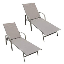 2X Lettino Prendisole Da Giardino Regolabile In 5 Posizioni 193 X 59 Cm Lettino Da Giardino E Piscina in Alluminio Trasportabile E Pieghevole Tessuto Textilene Resistente Di Color Sabbia