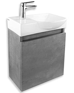 Alpenberger Waschplatz Lavabo in ceramica I Mobile sottolavello preassemblato, Colore Grigio I BagnoWC soluzione senza tempo