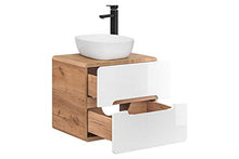 COMAD Lavabo Aruba con lavabo da appoggio, larghezza 60 cm, rovere americano, bianco lucido