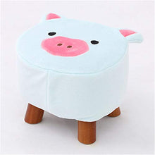 Sgabello Resistente per Soggiorno Carino decorazione della casa sgabelli in legno con tessuti peluche copertina in legno sgabelli bassi poggiapiedi sedia rotonda sgabello carino maiale forma di carton