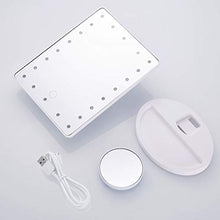 Wopeite Specchio per il trucco con Luci 22 LED e Ingrandimento 10X Specchietto per Il Trucco con Touch Screen Due Modalità di Alimentazione Rotazione 180° Bianca