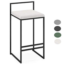 HLL Sgabelli, Sedia Elegante Home Décor Contatore Sgabelli Altezza Sedie, Cucina Colazione Bar Stool Pedane Schienale, Piazza Seduta Imbottita e Gambe in Metallo Nero, Dal Design Moderno,Bianca,66 c