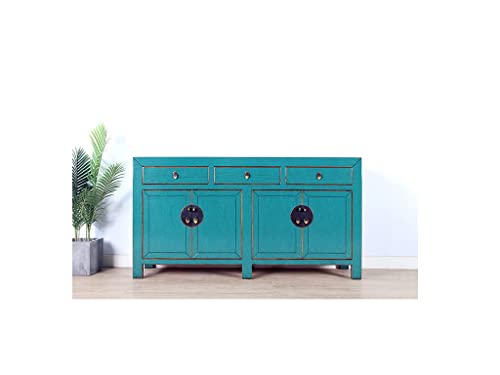 Yajutang credenza cassettiera cinese 4 ante 3 cassetti turchese