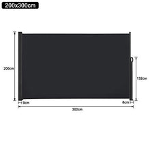 LZQ Tenda da Sole Laterale Retrattile, Paravento Avvolgibile Esterno, Anti UV Antivento Protezione Privacy Frangivista per Balcone, Giardino, Terrazzo, Veranda - Nero - 200x300 cm