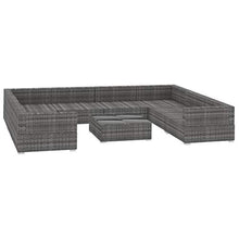 vidaXL Set Divani da Giardino 9 pz con Cuscini Foderati Lavabili Modulare Leggero Elegante Arredi da Esterno in Polyrattan Grigio Telaio in Acciaio