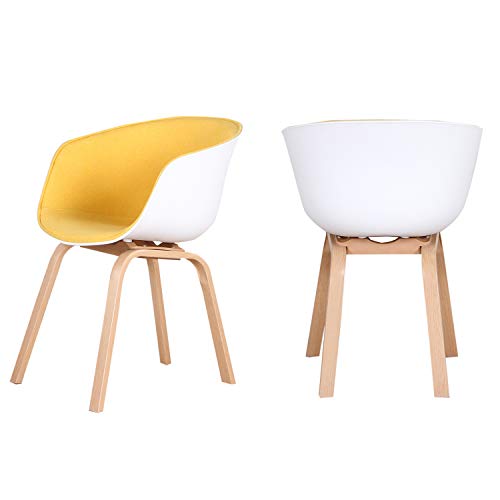 KUN_SK - Set di 2 sedie da pranzo in tessuto con struttura in metallo, per soggiorno, sala da pranzo, colore: Giallo