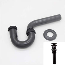 KELWF Trappola per Bottiglie Sifone Tondo in Ottone Kit P-Trap Antico/Nero Vasca da Bagno per lavabo con Scarico Pop-up Balck 1