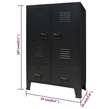 vidaXL Armadio in Metallo Stile Industriale 67x35x107cm Nero Schedario Ufficio