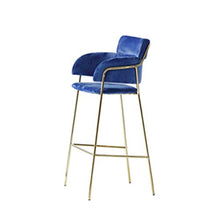 LIYONG Bar Sedia, Struttura del Metallo Comfort Cuscino con Schienale e poggiapiedi seggiolone (Color : Blue)