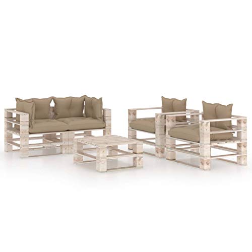 SKM Set Divani da Giardino Pallet 5 pz con Cuscini in Legno di Pino (126.54kg) -6342