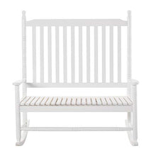 Outsunny Panchina a Dondolo da Giardino 2 Posti con Schienale Alto e Braccioli in Legno 117x85x120cm, Bianco