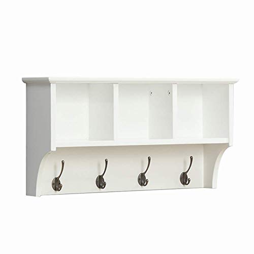Semplicità Elegante Scaffale a Muro Scaffalature Sospese Scaffali Retrò Appendiabiti Appendiabiti Cuscinetto Multiuso Forte, 3/4 Griglia, 2 Taglie, 2 Colori, HJJ, bianca, 65x17.5x35cm