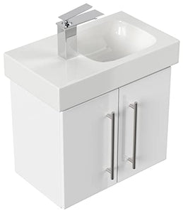 emotion Lavabo con mobiletto, Legno, Bianco Lucido, 53, 2 unità