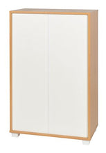 ts-ideen Armadietto Mobiletto Comó 94x60 cm stile moderno con doppia anta e vano aperto. Color rovere e bianco