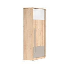 SMARTBett NAMECK - Armadio angolare 1 anta in faggio, bianco lucido/grigio