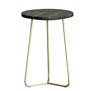 Jcnfa-Tavoli Tavolino Divano in Marmo, tavolino Rotondo, Telaio di Supporto in Metallo, Adatto per Soggiorno, Camera da Letto (Color : Gold, Size : 13.77 * 13.77 * 19.68in)