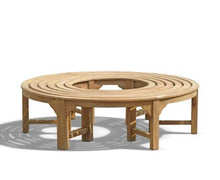 Panca Rotonda a Forma di S Fermo, Resistente alle intemperie, in Teak Massiccio, Diametro Esterno 180 cm, Rotonda o semicircolare 360°