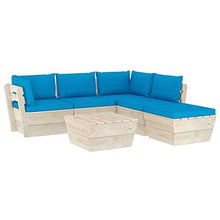 FAMIROSA Set Divani da Giardino su Pallet 6 pz con Cuscini Legno Abete-3556