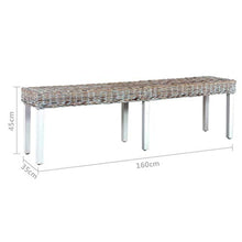 Lechnical Pratica Panca da Interni, Panca in Legno massello di Mango Rattan 160 x 35 x 45 cm (Larghezza x profondità x Altezza) -Bianco
