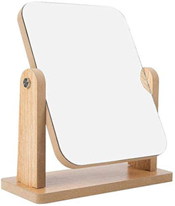 LBWARMB Trucco Specchio con luci Trucco Desktop Mirror di Legno della Struttura Pieghevole Rettangolare Cosmetic HD Specchio, Supporto Girevole, Indipendente