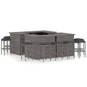 vidaXL Set Bar da Giardino 16 pz con Cuscini in Polyrattan Grigio