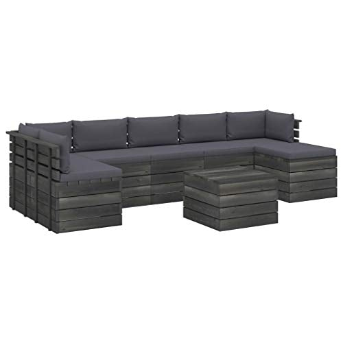 vidaXL Set Divani da Giardino su Pallet 8 pz con Cuscini Massello Pino