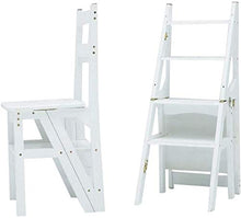 Mirui Sgabello Legno Folding Passo Sgabello Sgabello Scala Domestica scaletta Pieghevole di bambù Naturale a Doppio Uso Multifunzionale Risparmiare Spazio, Peso 100kg Bearing (Color : White)