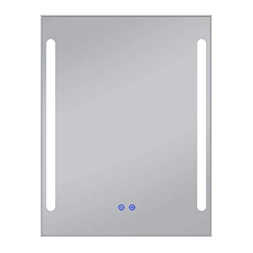Mirror Specchio LED, Smart, Specchio antiappannamento, Specchio Bagno, Specchio Illuminato a Luce Tricolore, 60 * 80 cm