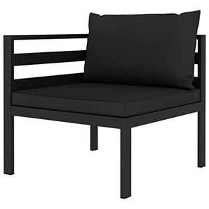 Tidyard Divano Angolare Modulare con Cuscini, Divano da Esterno, Mobili da Giardino Alluminio Antracite 1 pz