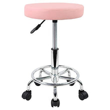 KKTONER Sgabello Rotondo in Pelle PU con poggiapiedi Regolazione dell'altezza della Parte Girevole Spa Salone di Disegno Tattoo Workshop Massaggi Sgabelli Sedia operativa Rosa