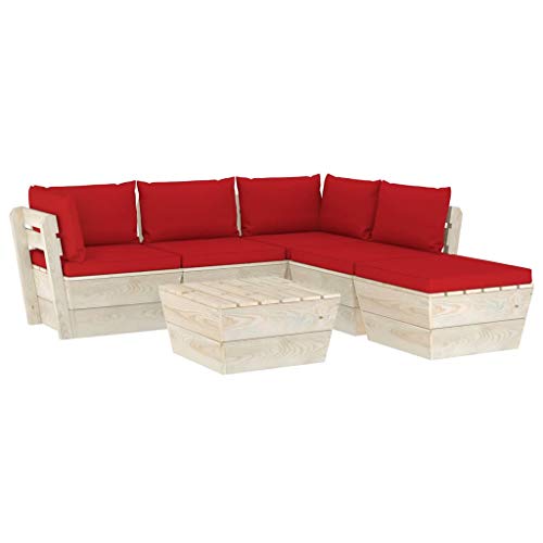 FAMIROSA Set Divani da Giardino su Pallet 6 pz con Cuscini Legno Abete-3558