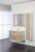 FERIDRAS Mobile Bagno Rovere 2 Ante Sospeso Fabula 90 L.90 X P.47 X H.57 con Lavabo E Specchio