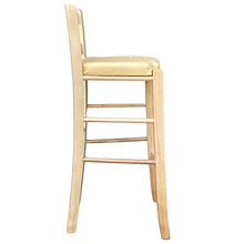 Sgabello legno naturale con seduta beige ecopelle alto 67 cm