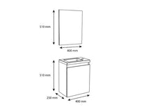 Allibert Mobili da Bagno Set Sottopensile 40 cm Lavabo Specchio Pre-assemblati senza Maniglie