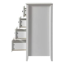 JGONas Cassettiera bianca con 4 guide per cassetti, moderna, elegante e facile da usare, per armadi, soggiorno, camera dei bambini, corridoio, bianco