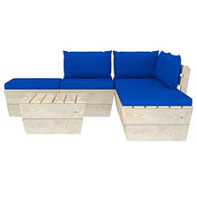 SKM Set Divani da Giardino su Pallet 6 pz con Cuscini Legno Abete (93.1kg) Blu-3502