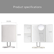 Specchio cosmetico, specchio da trucco illuminato a tre ante, touch screen e specchio ingranditore 3X / 2X / 1X, specchio per il trucco da tavolo con due modalità di alimentazione, specchio cosmetico