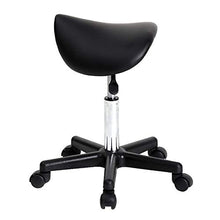 ZXYDD - Sgabello a sella con piedini piatti, girevole, regolabile, girevole, con sollevamento a gas, per parrucchieri, manicure, estetica, massaggi, spa, salone, sgabello nero