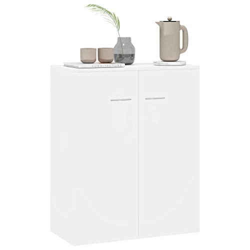 Festnight Credenza Bianco Lucido Comò e Mobili con 2 Ante in Stile Moderno 60x30x75 cm in Truciolato
