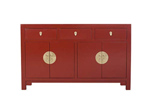 Fine Asianliving Credenza Cinese Rosso Rubino - Collezione Orientique Anch.140 x Prof.35 x Alt.85 cm Armadio Cinese Mobile TV Cinese Armadio di Nozze Credenza Comodi cinesi orientali