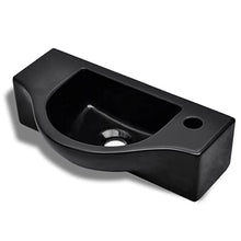 vidaXL Lavandino da Bagno in Ceramica Nera con Foro di Scarico Lavello Lavabo
