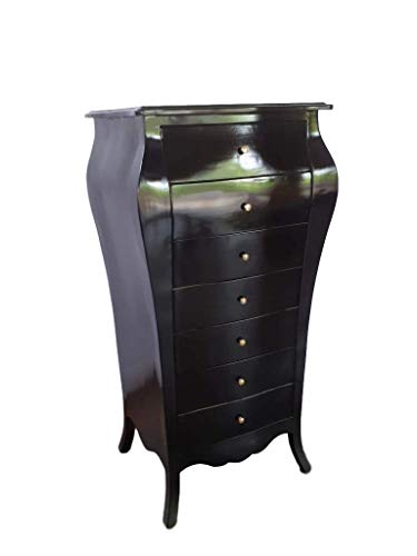 Louises Barock Rokoko - Cassettiera in stile antico, colore: nero, altezza 144 cm