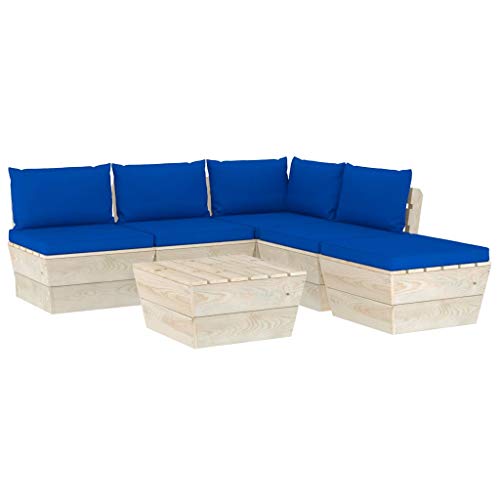 FAMIROSA Set Divani da Giardino su Pallet 6 pz con Cuscini Legno Abete-3550