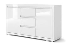BIM Furniture Nordic Bianco II - Cassettiera Highboard, colore: Bianco lucido