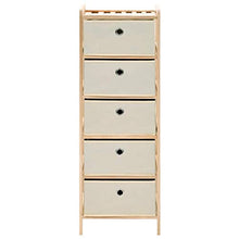 Kshzmoto Moderno e Pratico Armadio Contenitore, Mobile Contenitore in Legno di Cedro Beige 32 x 26 x 93 cm - con 5 cestini Intrecciati