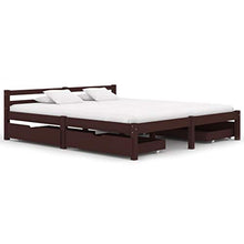 SKM Giroletto con 4 Cassetti Marrone Scuro Legno di Pino 180x200 cm (43.28kg)