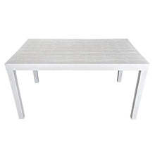 PROGARDEN - Set tavolo da giardino Sumatra, effetto legno, plastica, 138 x 78 cm + 4 sedie impilabili Procida, plastica, bianco